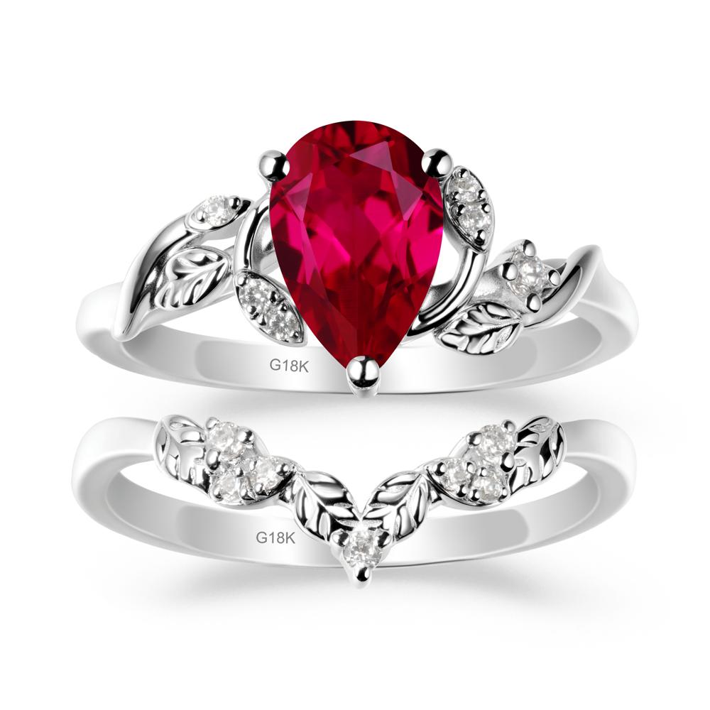 Leaf Inspired Ruby Bridal Set - LUO Jewelry #metal_xxxxx