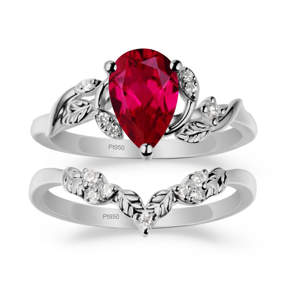 Leaf Inspired Ruby Bridal Set - LUO Jewelry #metal_xxxxx