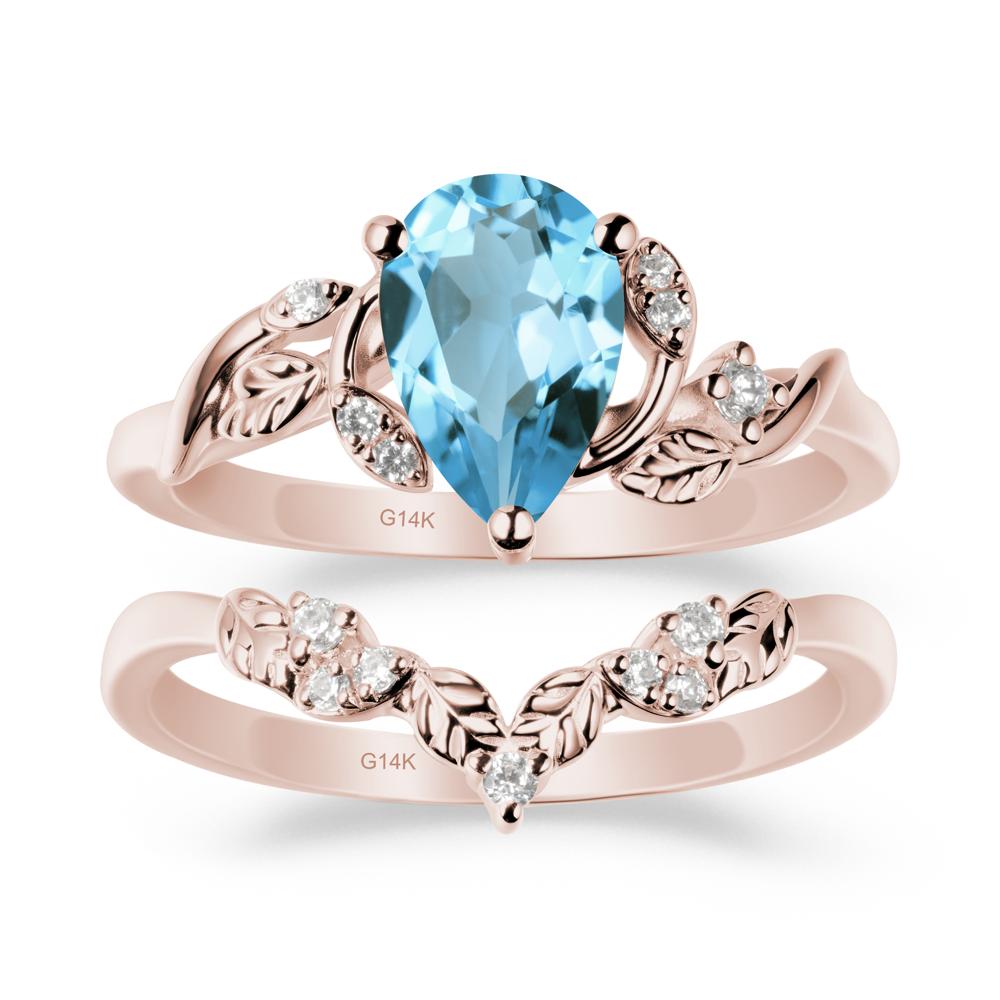 Leaf Inspired Swiss Blue Topaz Bridal Set - LUO Jewelry #metal_xxxxx