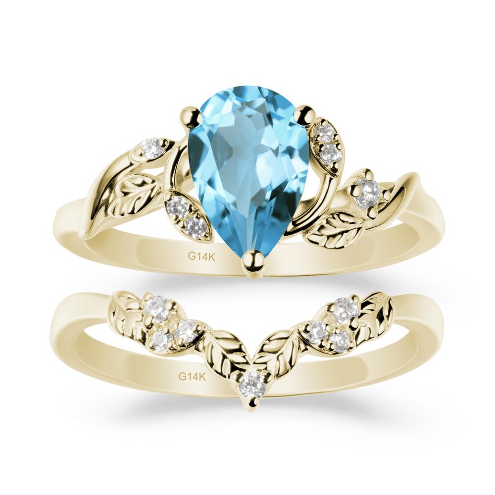 Leaf Inspired Swiss Blue Topaz Bridal Set - LUO Jewelry #metal_xxxxx