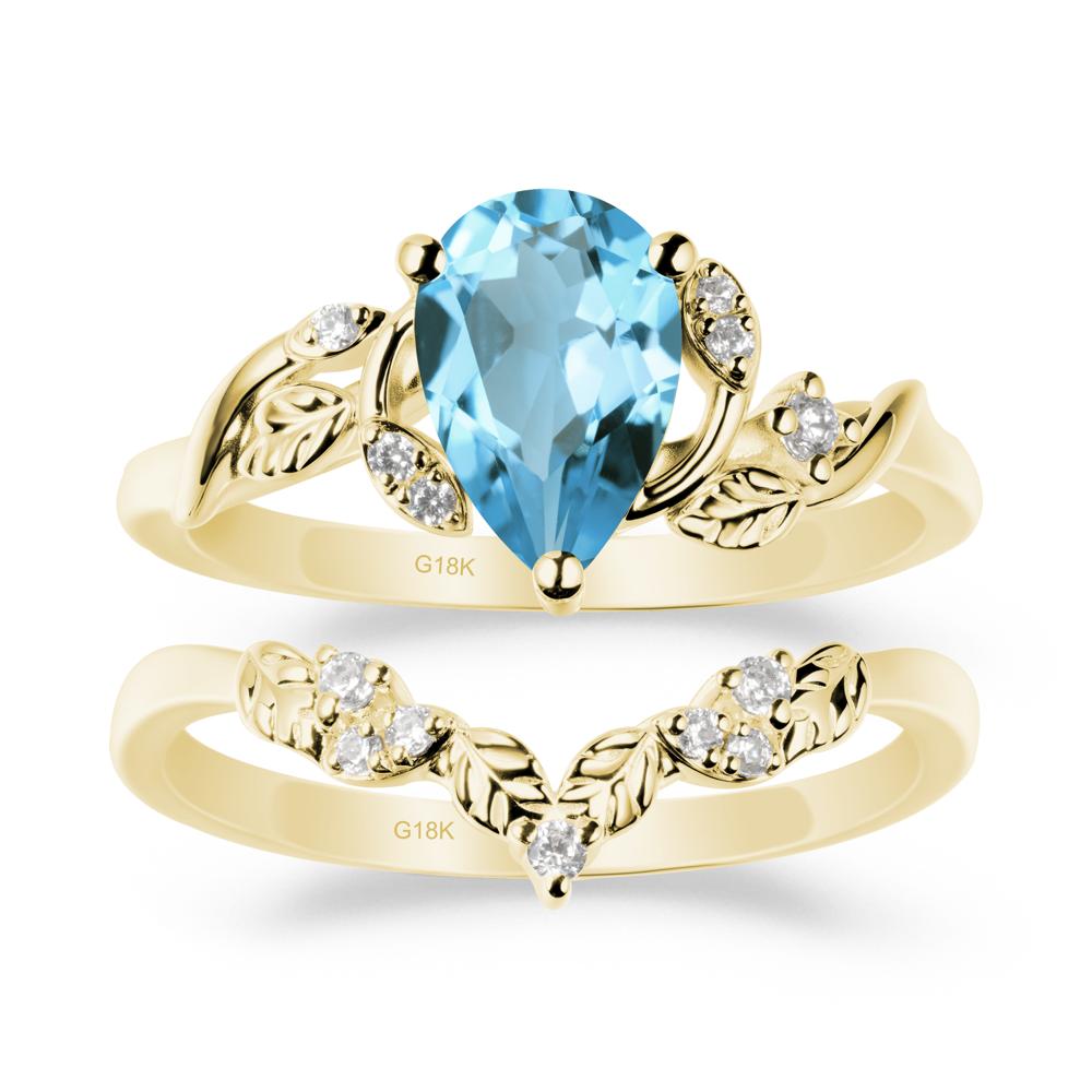 Leaf Inspired Swiss Blue Topaz Bridal Set - LUO Jewelry #metal_xxxxx