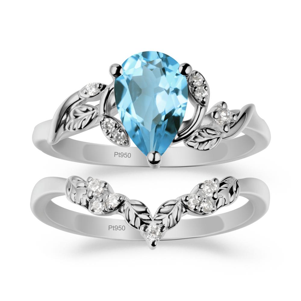 Leaf Inspired Swiss Blue Topaz Bridal Set - LUO Jewelry #metal_xxxxx