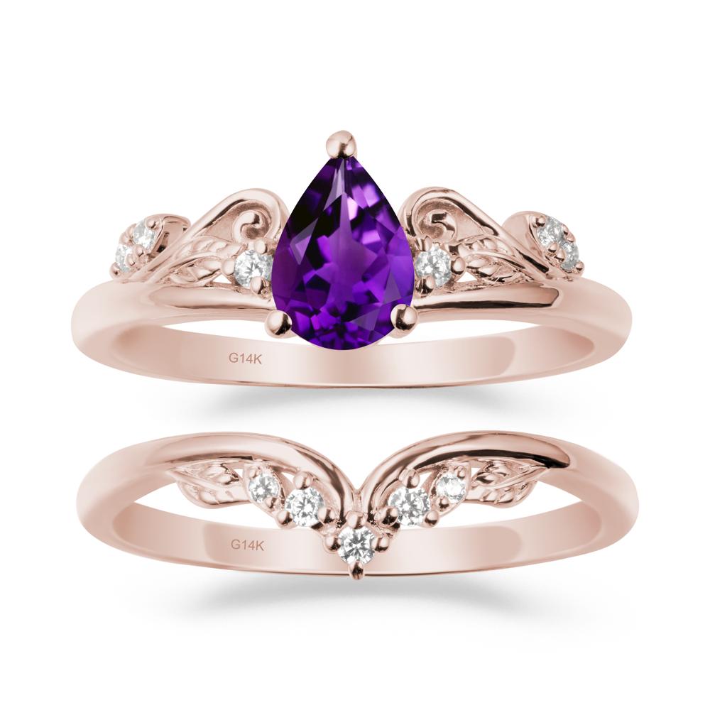 Teardrop Amethyst Promise Ring Set - LUO Jewelry #metal_xxxxx