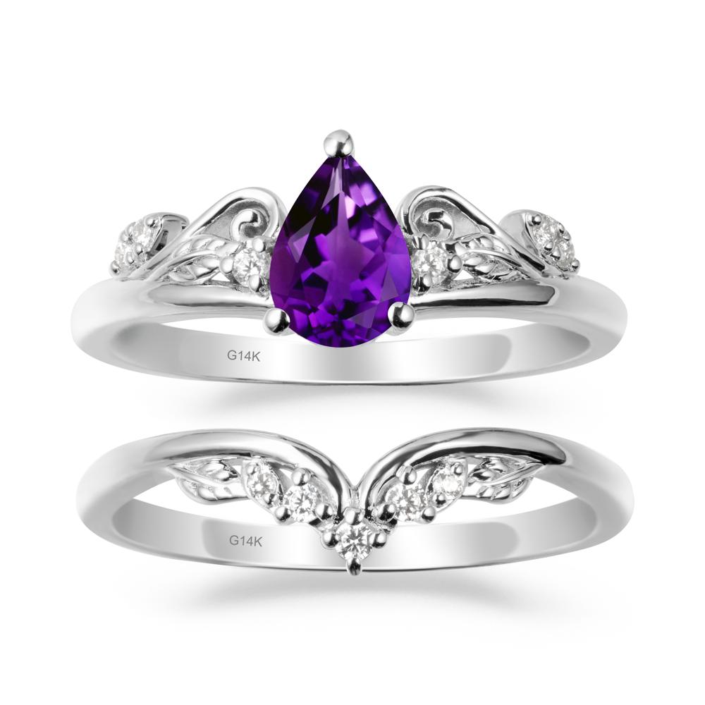 Teardrop Amethyst Promise Ring Set - LUO Jewelry #metal_xxxxx