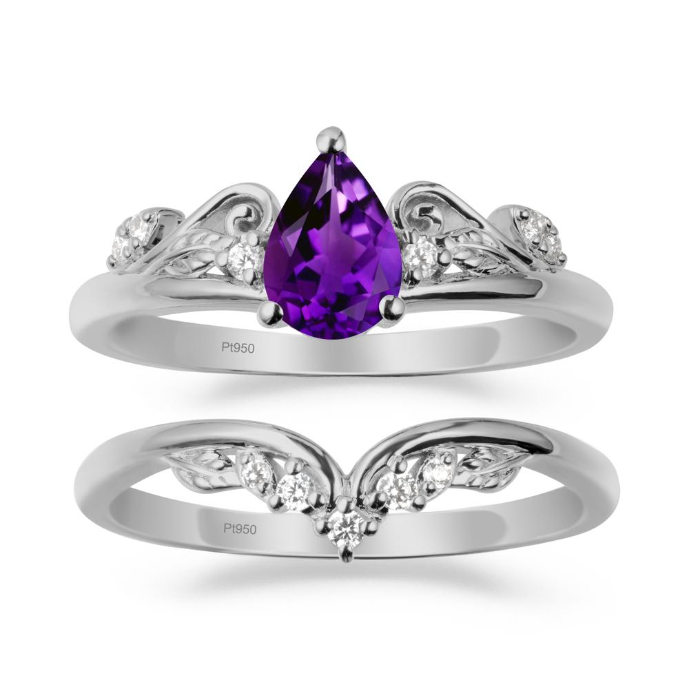 Teardrop Amethyst Promise Ring Set - LUO Jewelry #metal_xxxxx