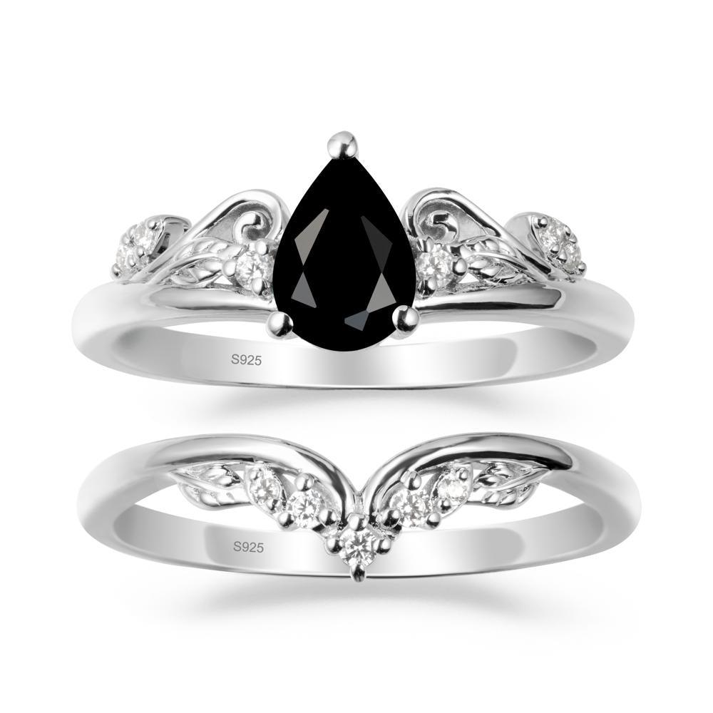 Vintage Vine Black Spinel Bridal Set - LUO Jewelry #metal_xxxxx