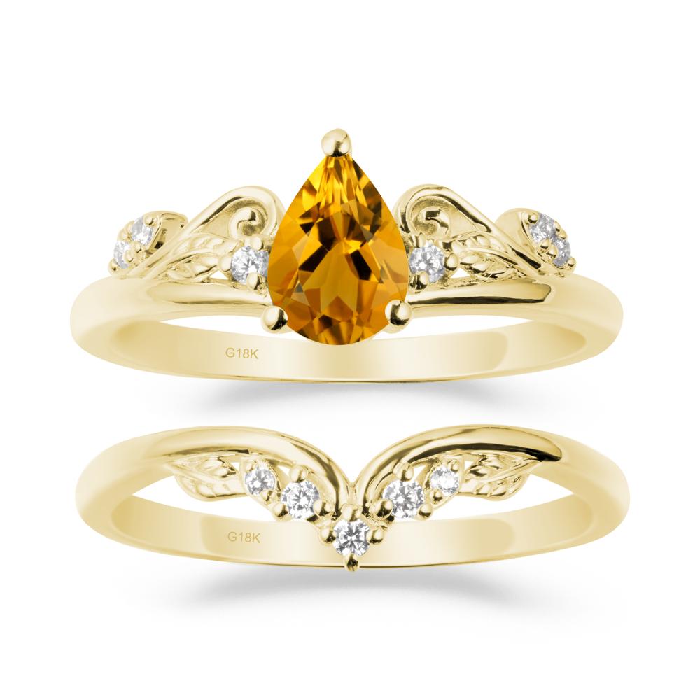 Teardrop Citrine Promise Ring Set - LUO Jewelry #metal_xxxxx