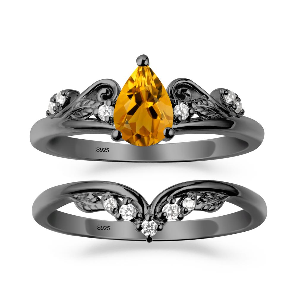 Teardrop Citrine Promise Ring Set - LUO Jewelry #metal_xxxxx