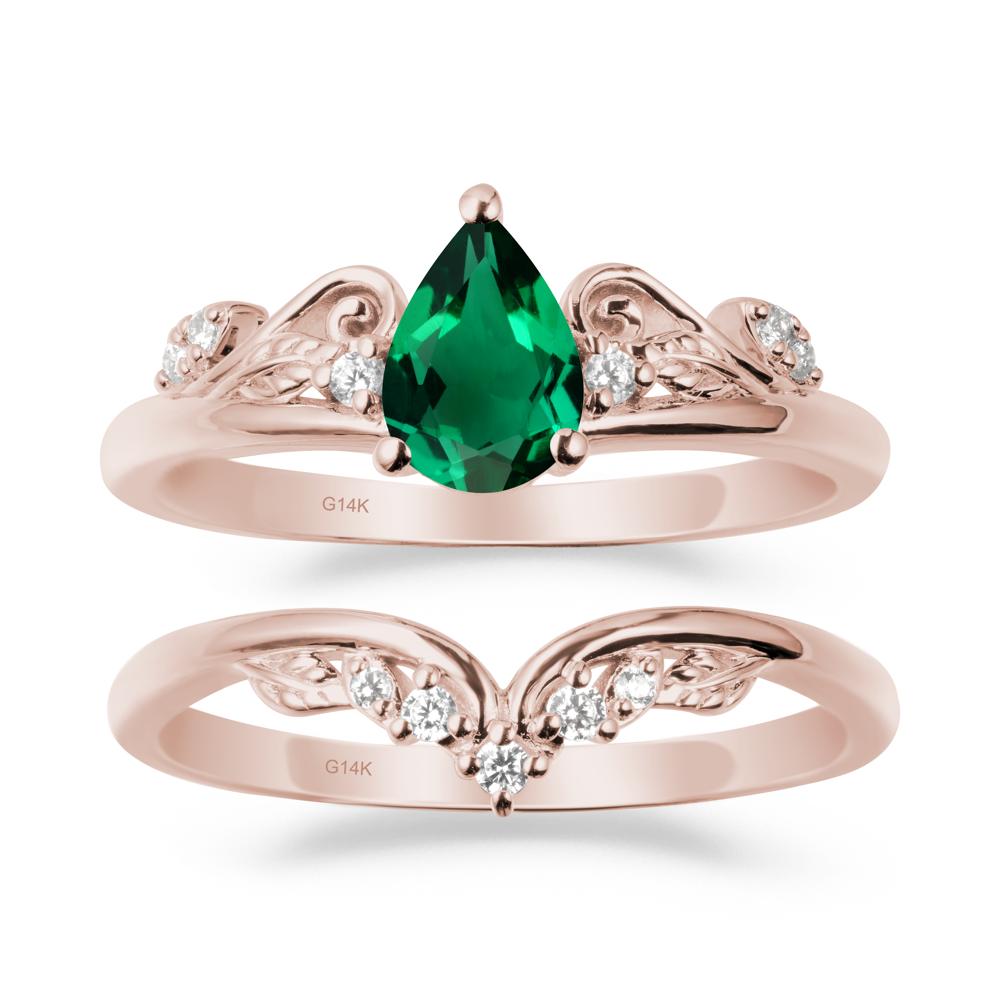 Teardrop Emerald Promise Ring Set - LUO Jewelry #metal_xxxxx