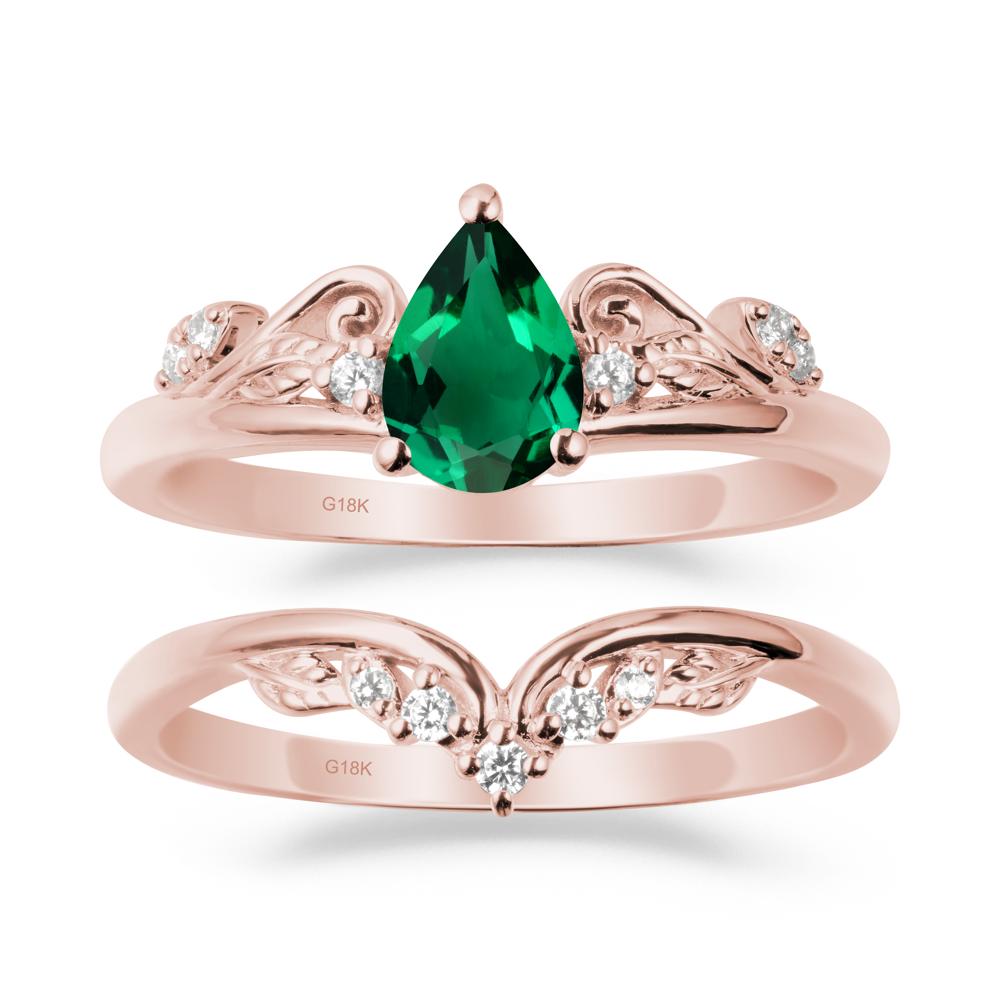 Teardrop Emerald Promise Ring Set - LUO Jewelry #metal_xxxxx
