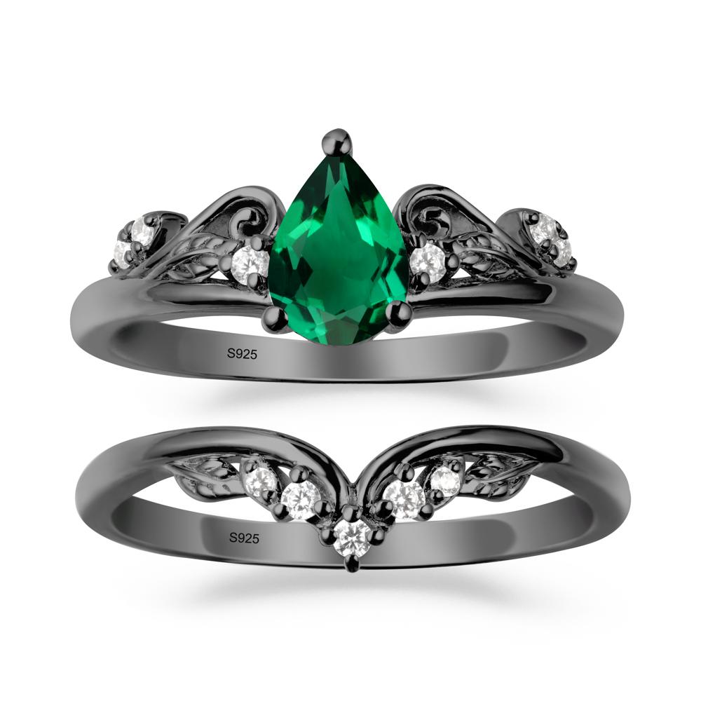 Teardrop Emerald Promise Ring Set - LUO Jewelry #metal_xxxxx