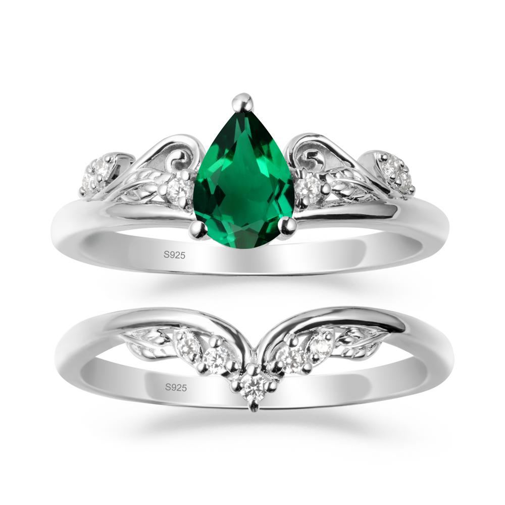 【lui jewelry】　drop diamond ring 美品 Teardrop Emerald Promise Ring Set | LUO