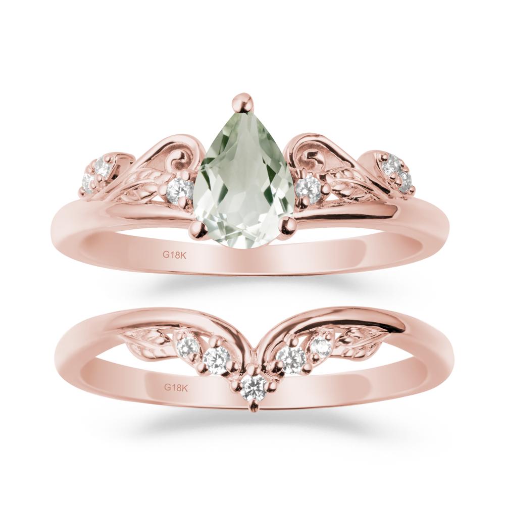 Teardrop Green Amethyst Promise Ring Set - LUO Jewelry #metal_xxxxx