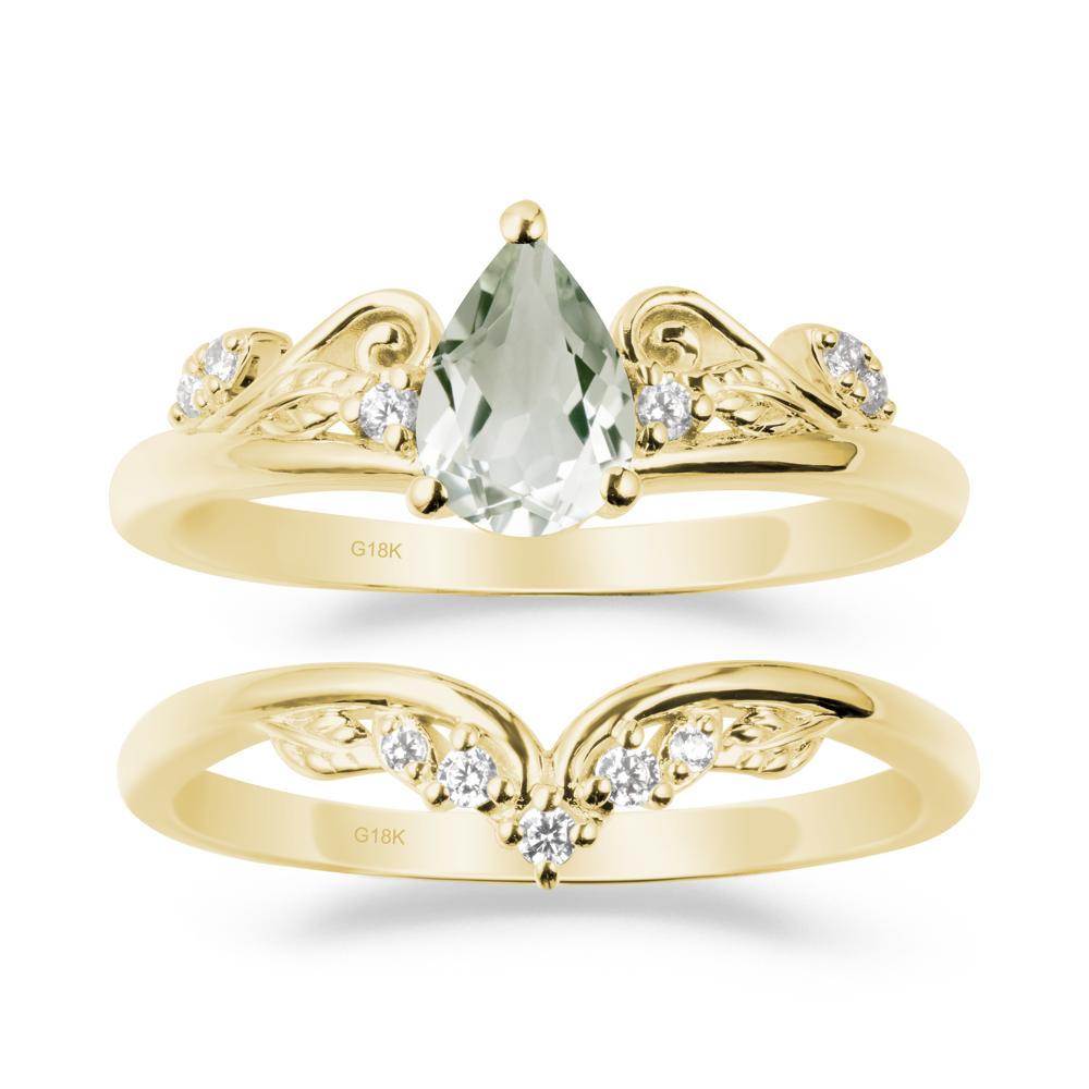 Teardrop Green Amethyst Promise Ring Set - LUO Jewelry #metal_xxxxx