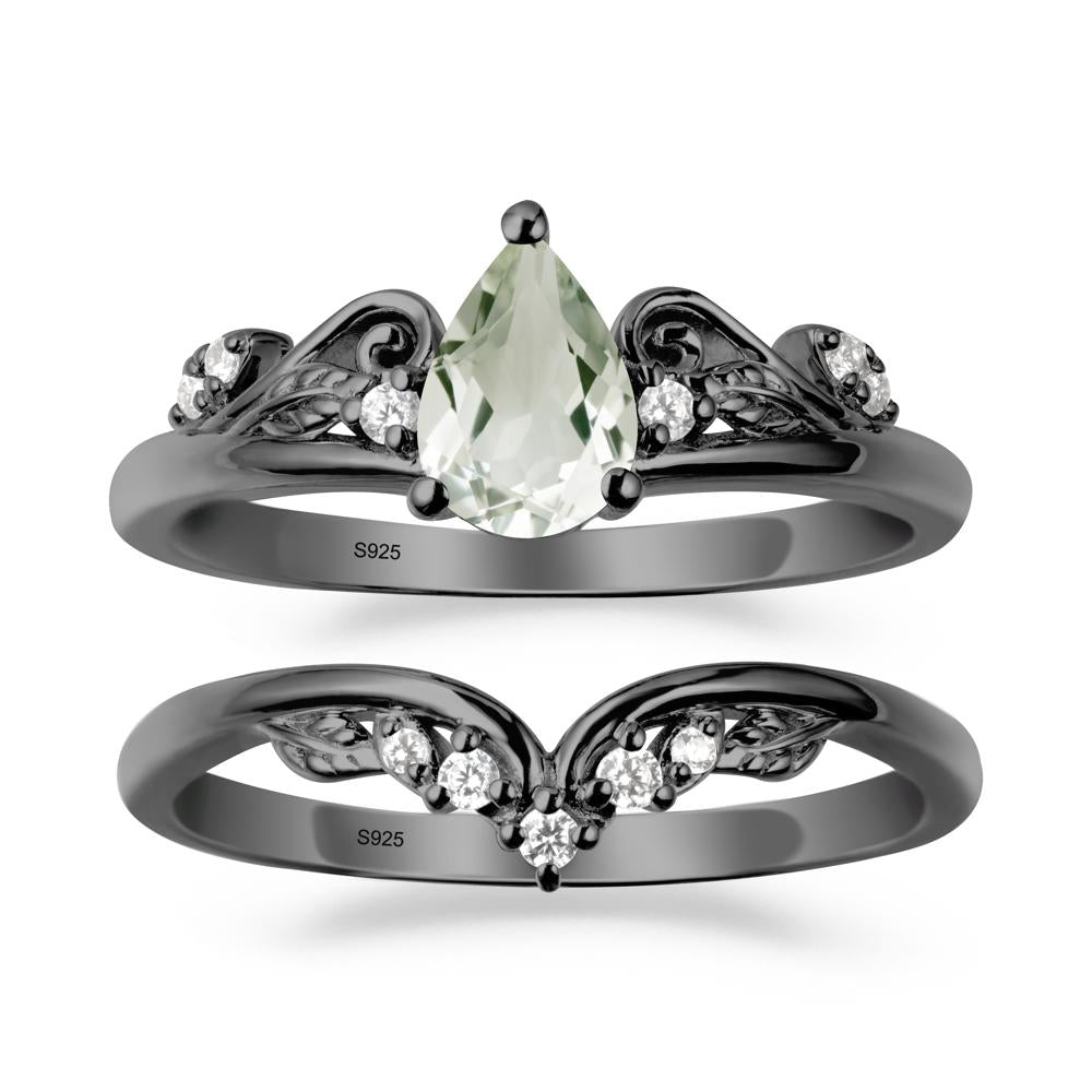 Teardrop Green Amethyst Promise Ring Set - LUO Jewelry #metal_xxxxx