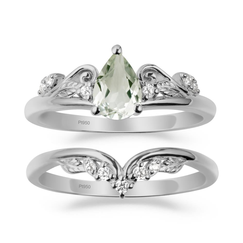 Teardrop Green Amethyst Promise Ring Set - LUO Jewelry #metal_xxxxx