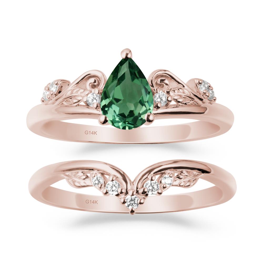 Vintage Vine Green Sapphire Bridal Set - LUO Jewelry #metal_xxxxx