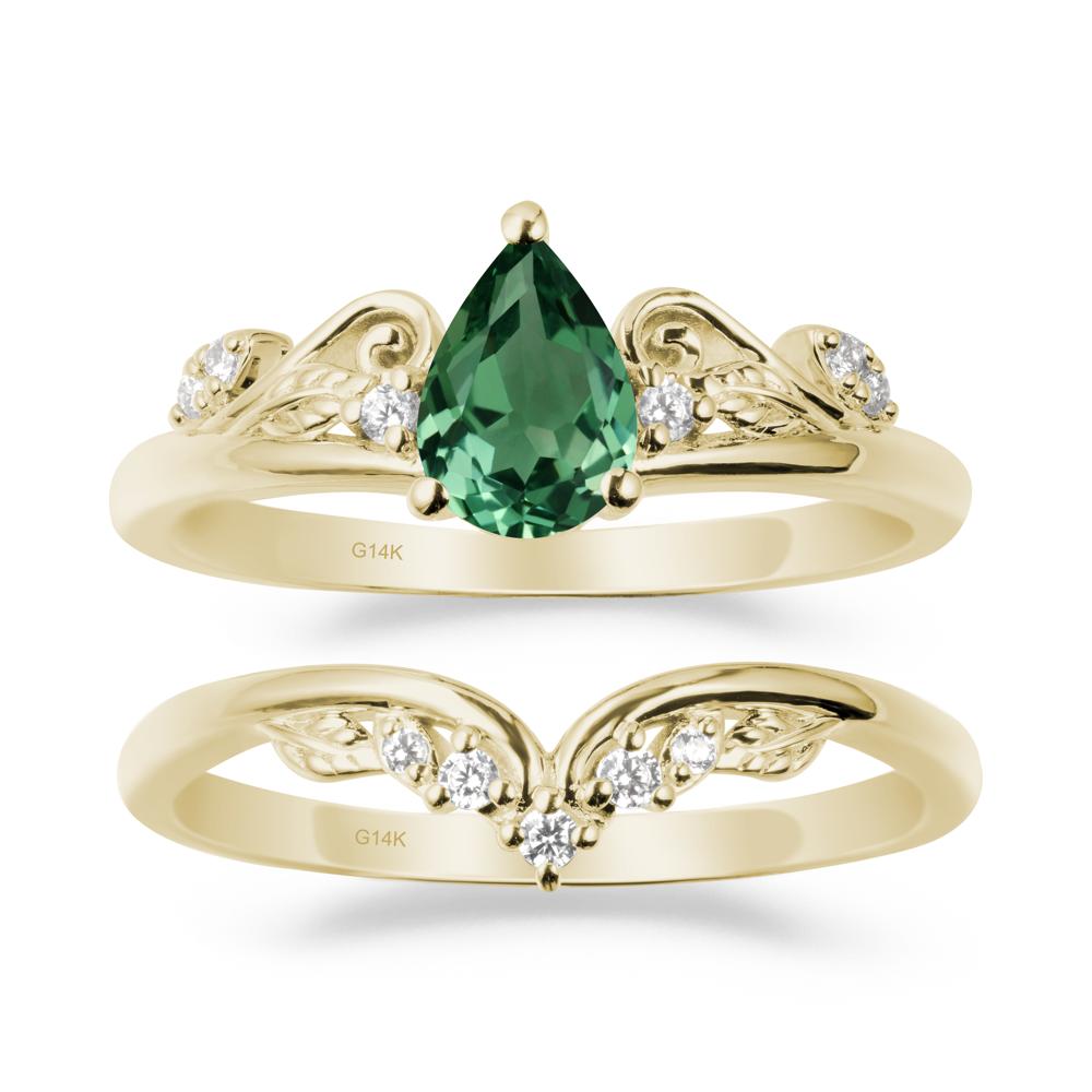 Vintage Vine Green Sapphire Bridal Set - LUO Jewelry #metal_xxxxx