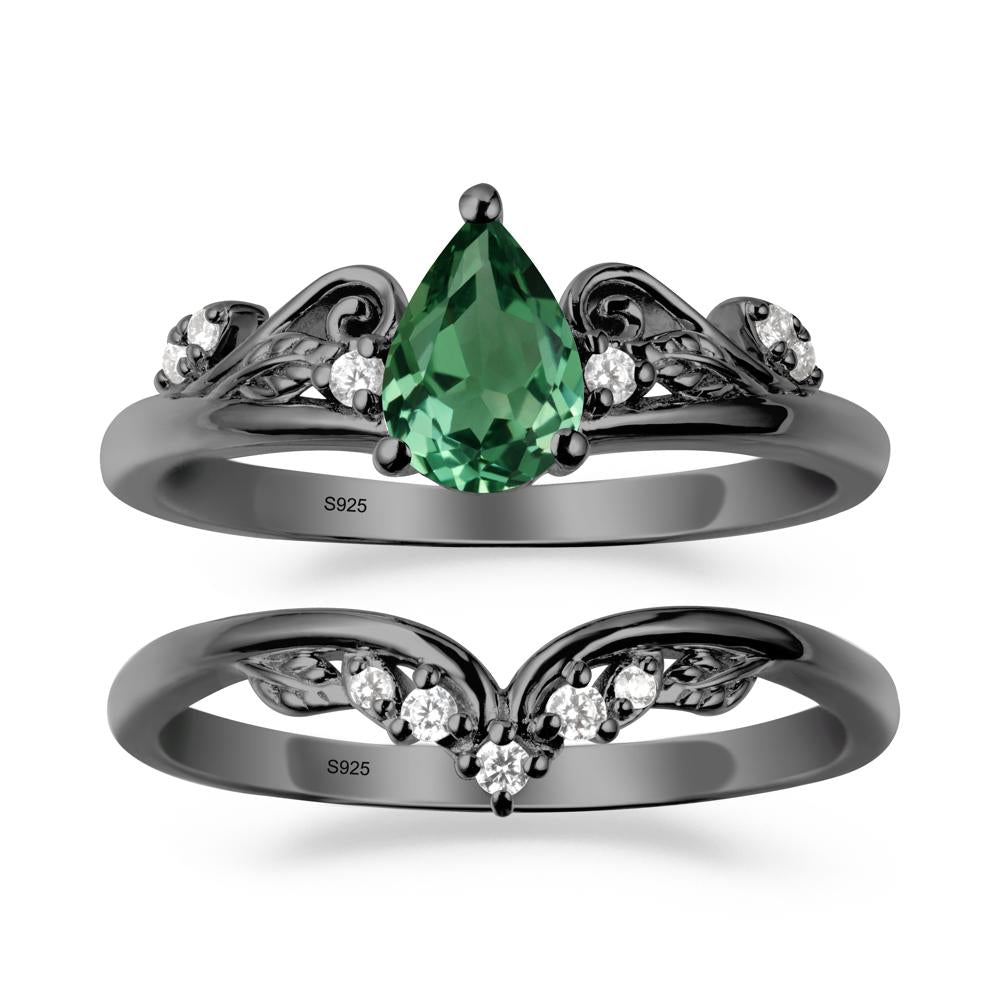 Vintage Vine Green Sapphire Bridal Set - LUO Jewelry #metal_xxxxx