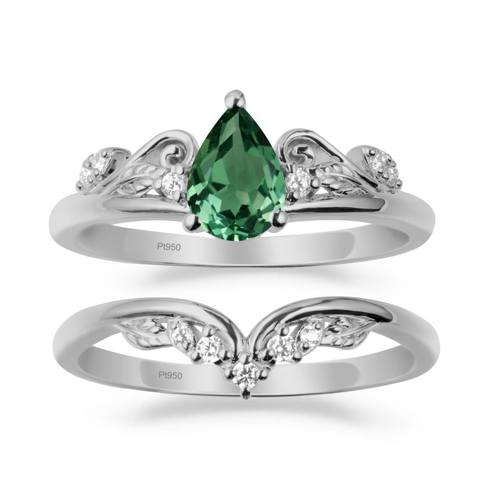 Vintage Vine Green Sapphire Bridal Set - LUO Jewelry #metal_xxxxx