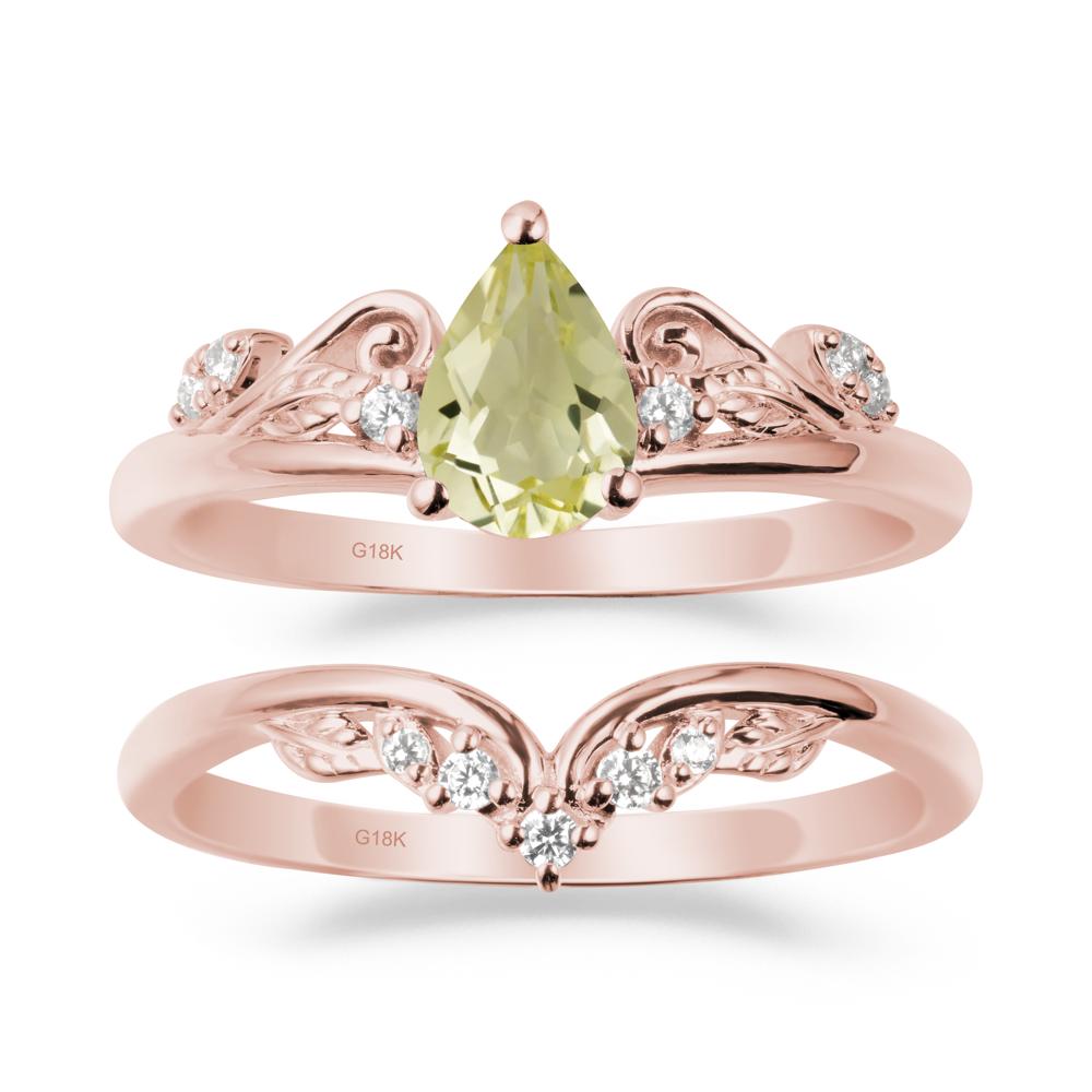 Teardrop Lemon Quartz Promise Ring Set - LUO Jewelry #metal_xxxxx
