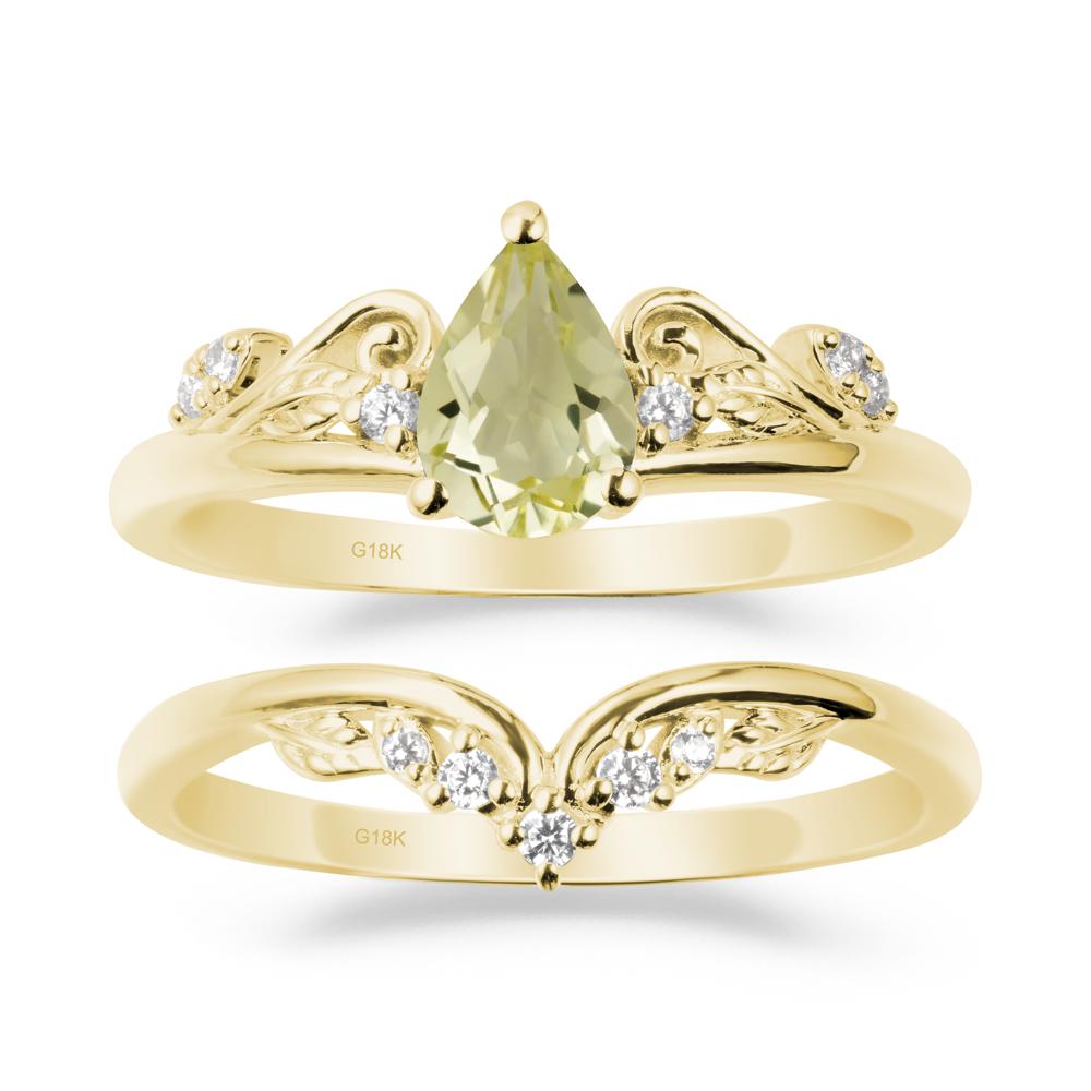 Teardrop Lemon Quartz Promise Ring Set - LUO Jewelry #metal_xxxxx