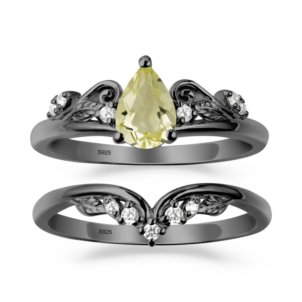 Teardrop Lemon Quartz Promise Ring Set - LUO Jewelry #metal_xxxxx