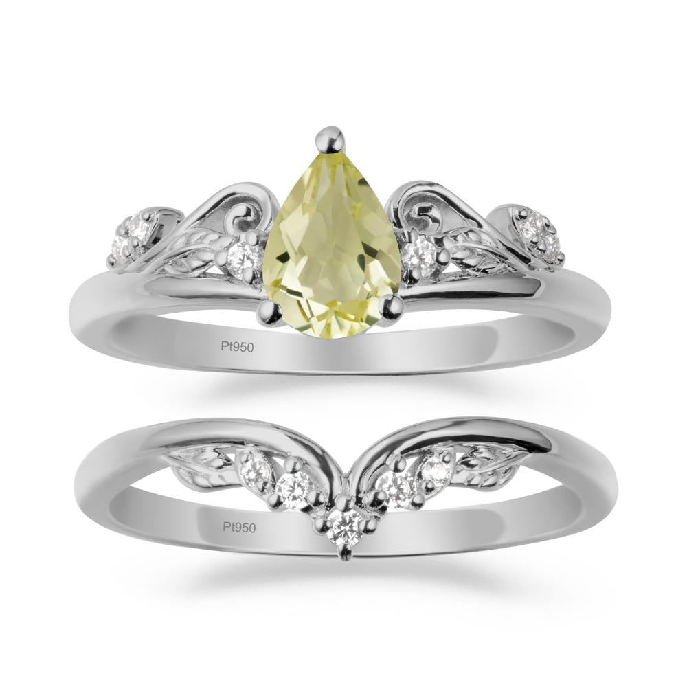Teardrop Lemon Quartz Promise Ring Set - LUO Jewelry #metal_xxxxx