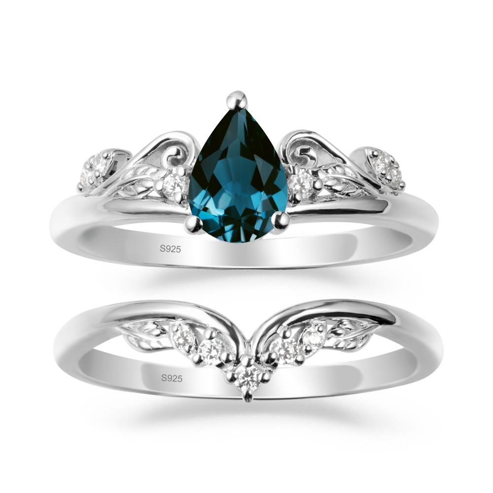 Vintage Vine London Blue Topaz Bridal Set - LUO Jewelry #metal_xxxxx