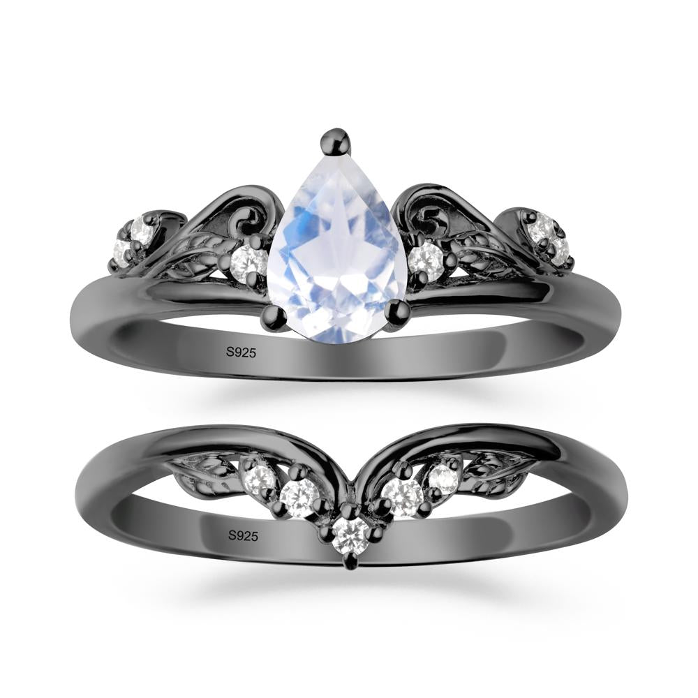 Teardrop Moonstone Promise Ring Set - LUO Jewelry #metal_xxxxx