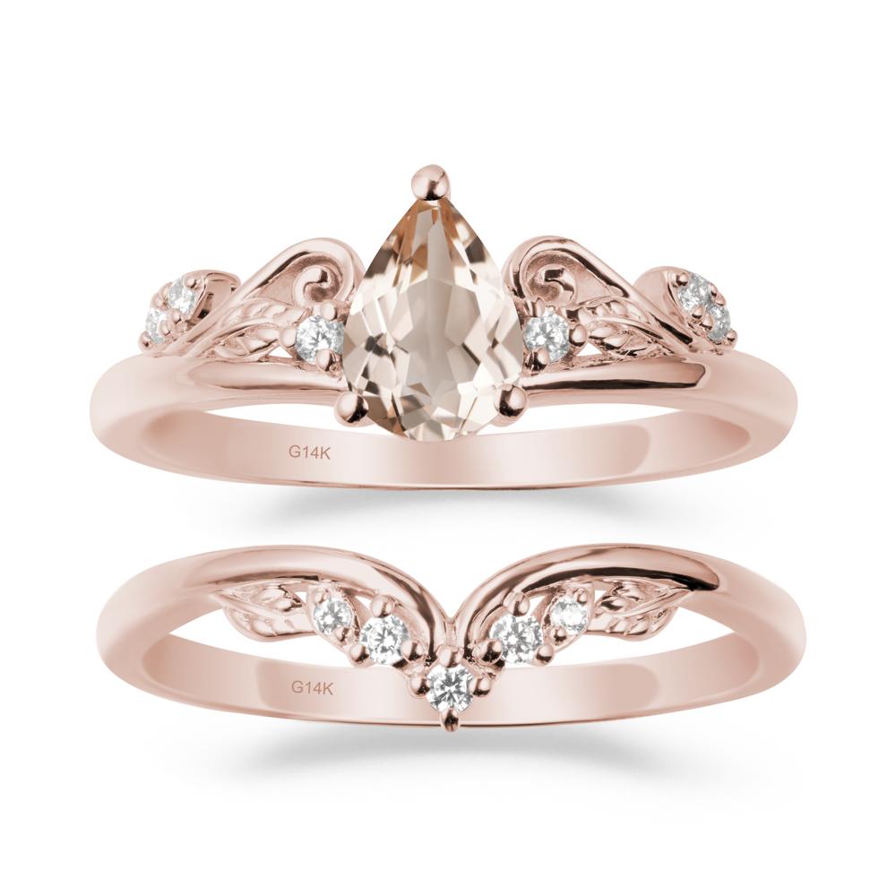 Vintage Vine Morganite Bridal Set - LUO Jewelry #metal_xxxxx