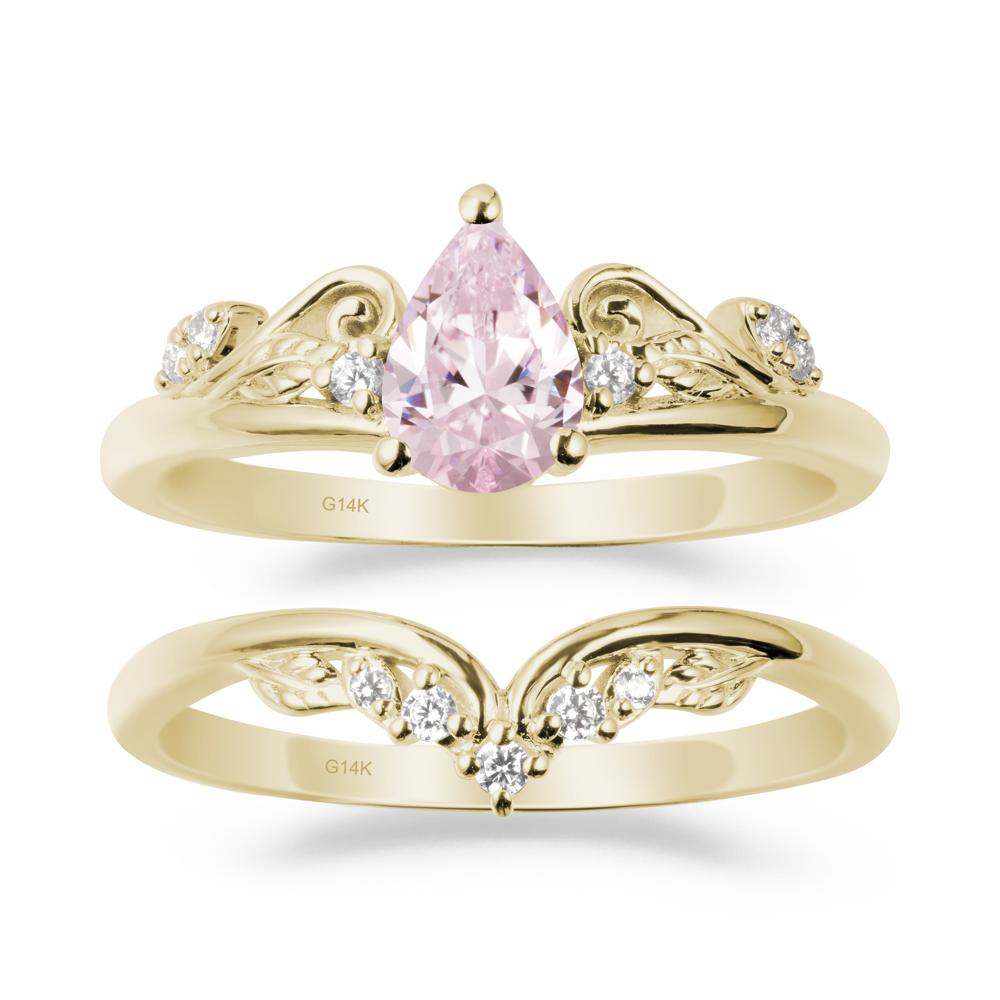 Vintage Vine Pink Cubic Zirconia Bridal Set - LUO Jewelry #metal_xxxxx