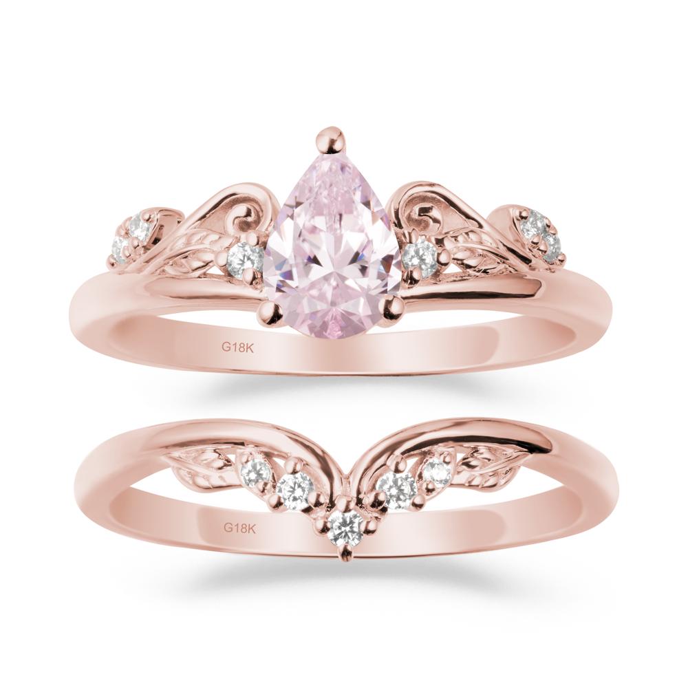 Vintage Vine Pink Cubic Zirconia Bridal Set - LUO Jewelry #metal_xxxxx