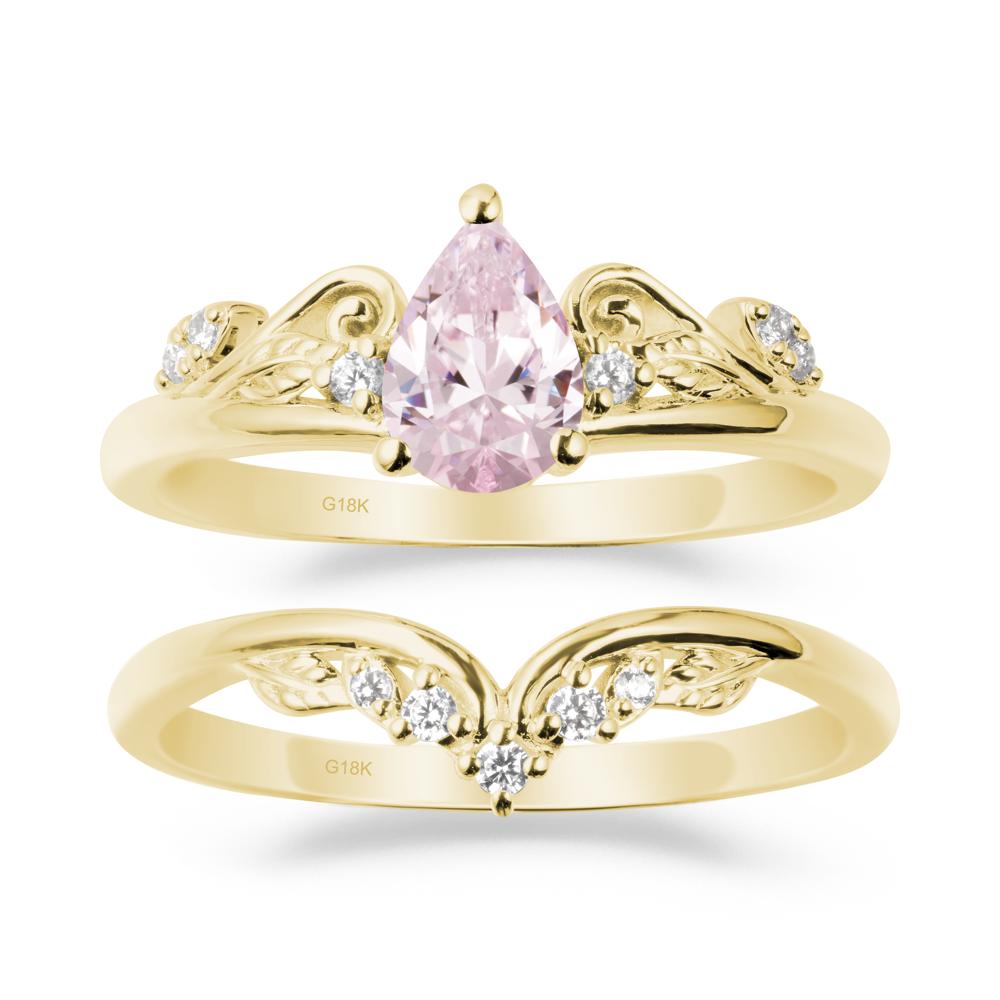 Vintage Vine Pink Cubic Zirconia Bridal Set - LUO Jewelry #metal_xxxxx