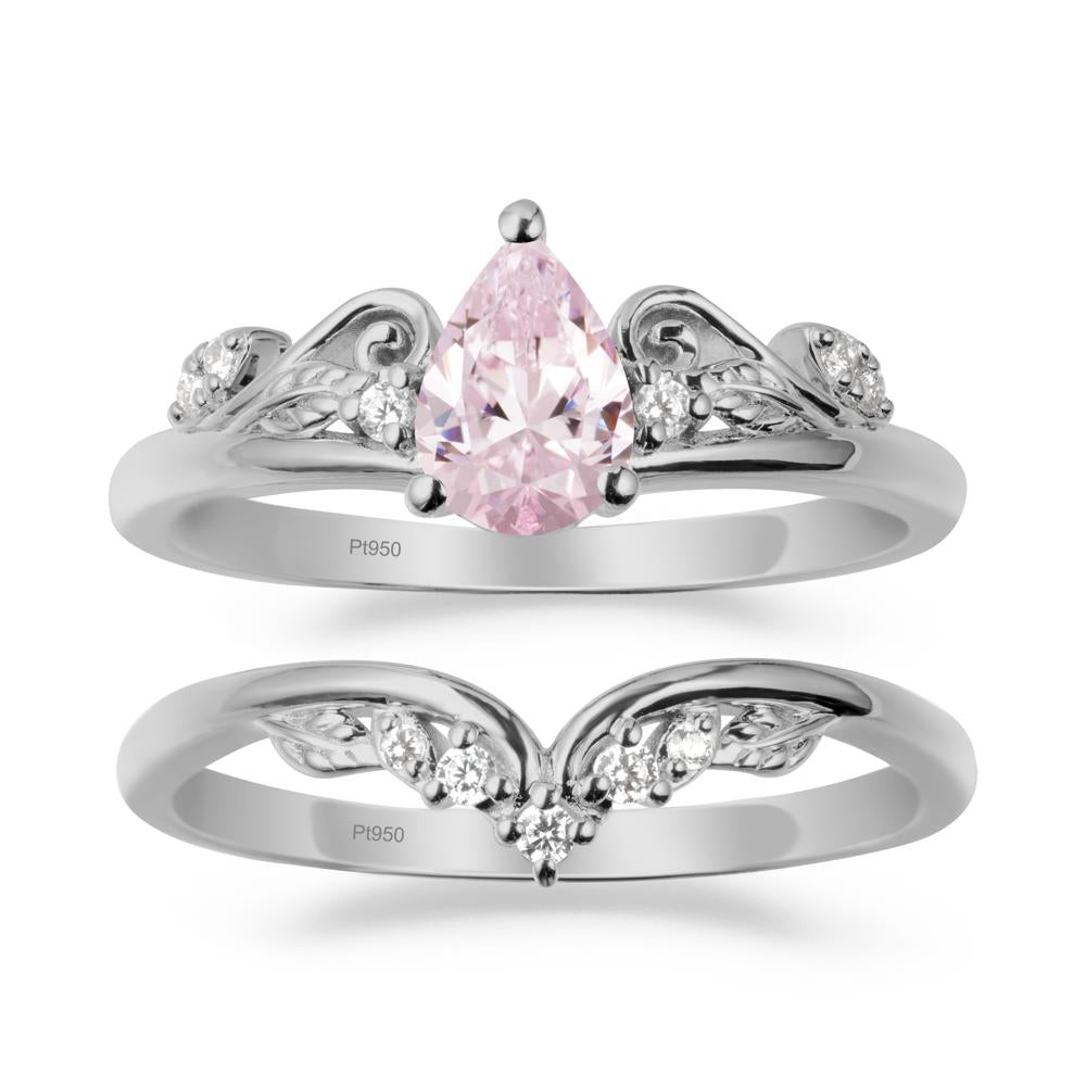 Vintage Vine Pink Cubic Zirconia Bridal Set - LUO Jewelry #metal_xxxxx