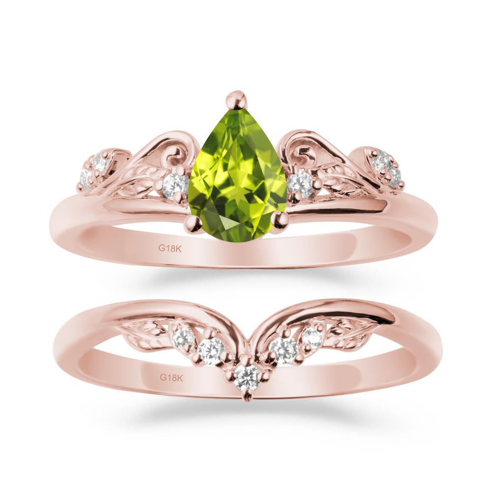 Teardrop Peridot Promise Ring Set - LUO Jewelry #metal_xxxxx
