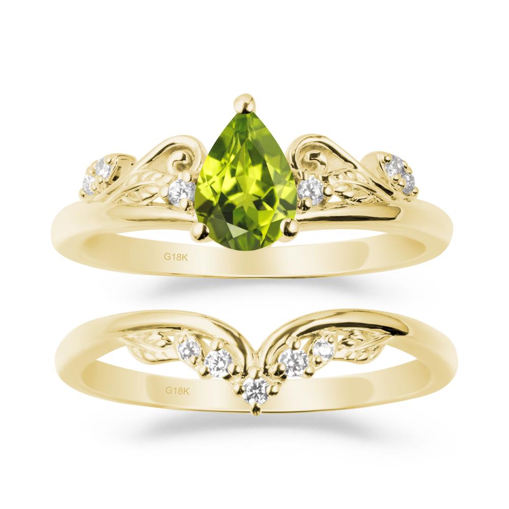 Teardrop Peridot Promise Ring Set - LUO Jewelry #metal_xxxxx