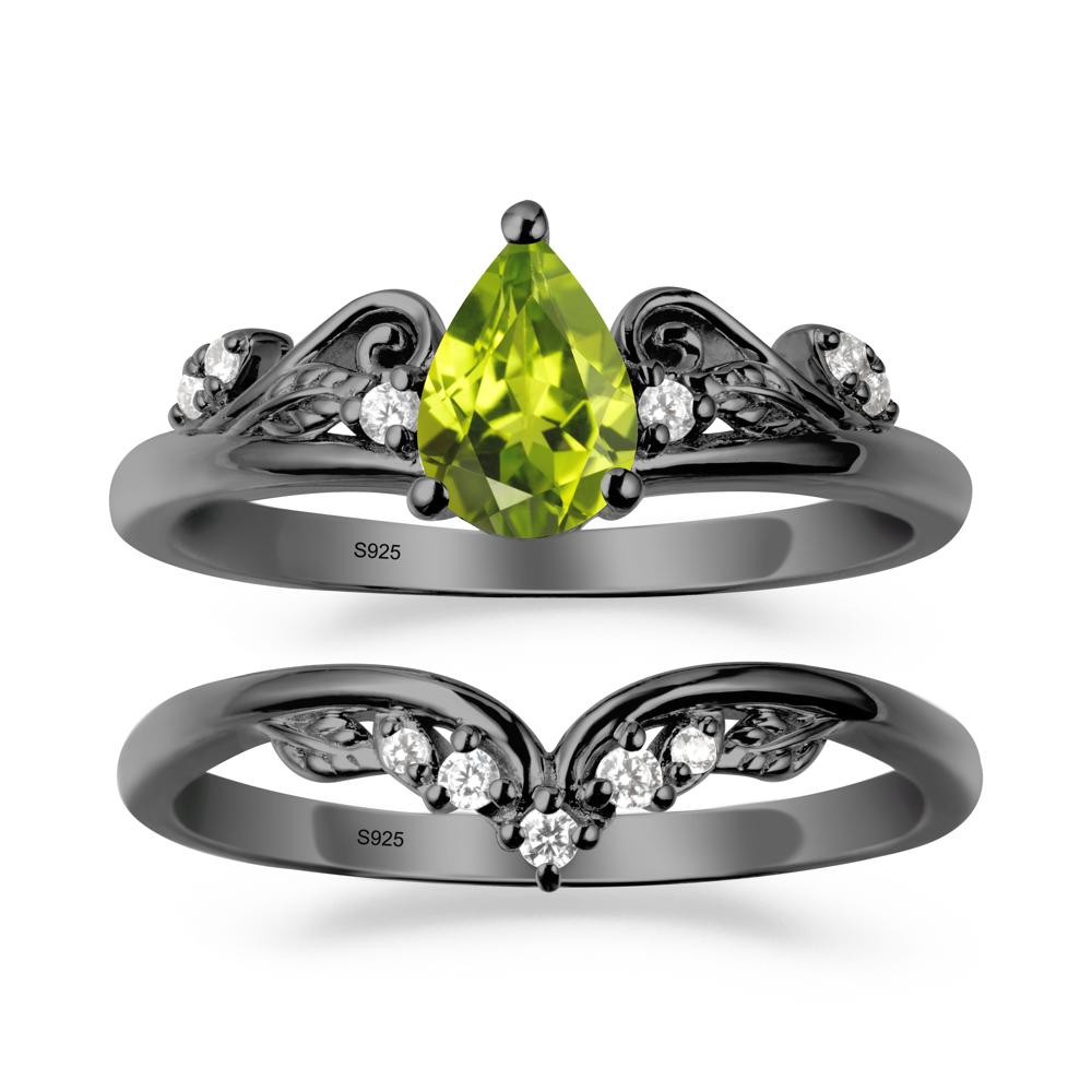 Teardrop Peridot Promise Ring Set - LUO Jewelry #metal_xxxxx