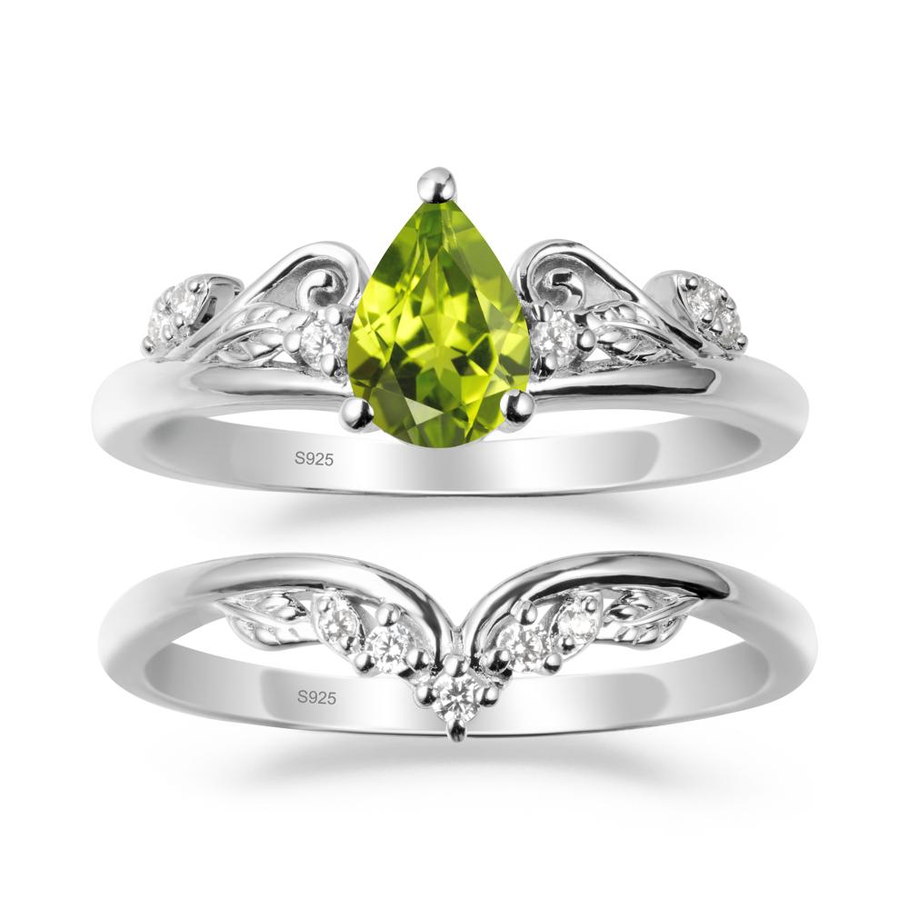 Teardrop Peridot Promise Ring Set - LUO Jewelry #metal_xxxxx
