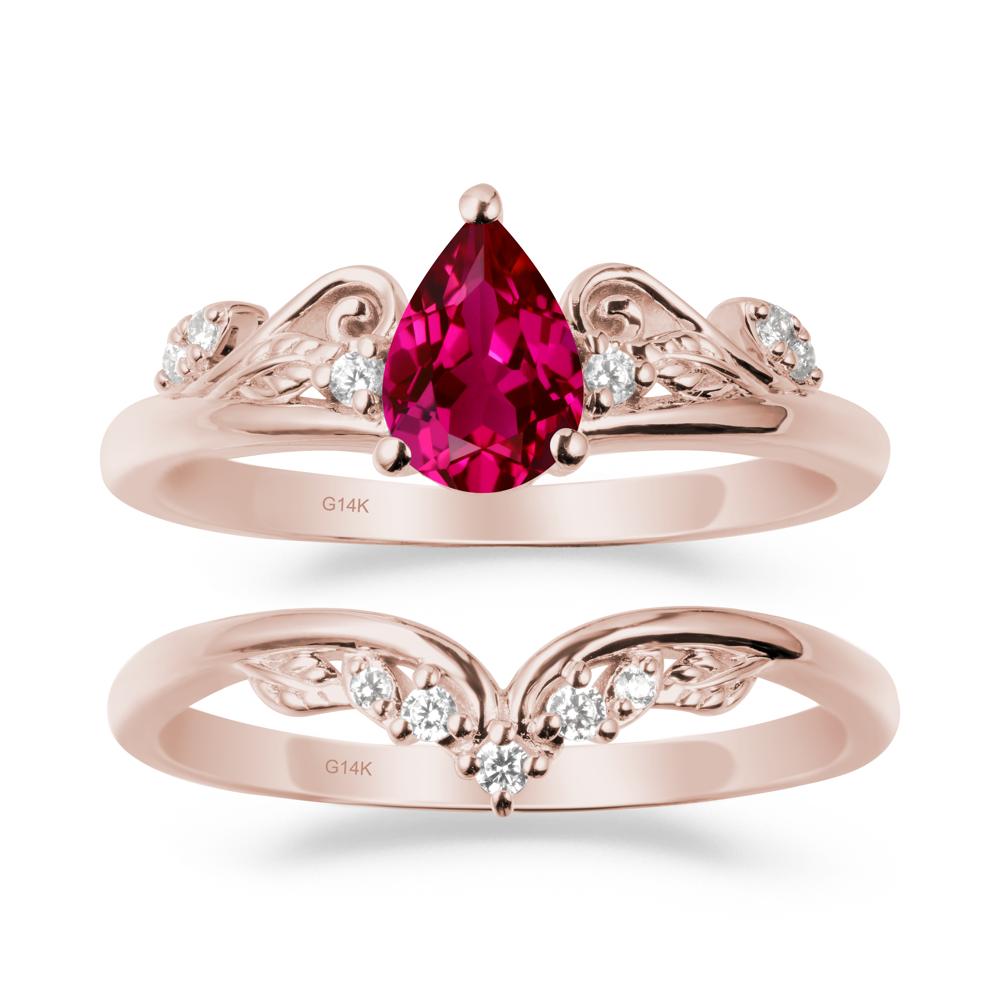 Teardrop Ruby Promise Ring Set - LUO Jewelry #metal_xxxxx
