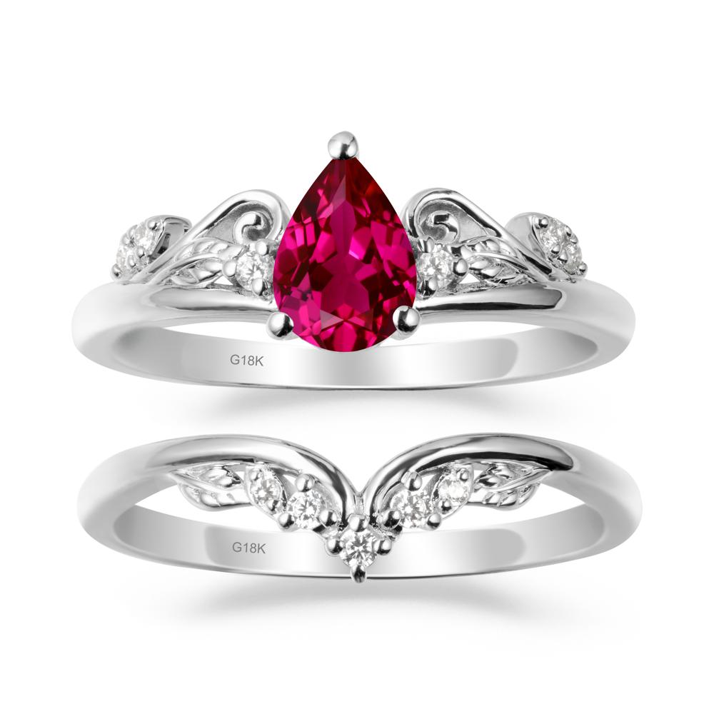 Teardrop Ruby Promise Ring Set - LUO Jewelry #metal_xxxxx