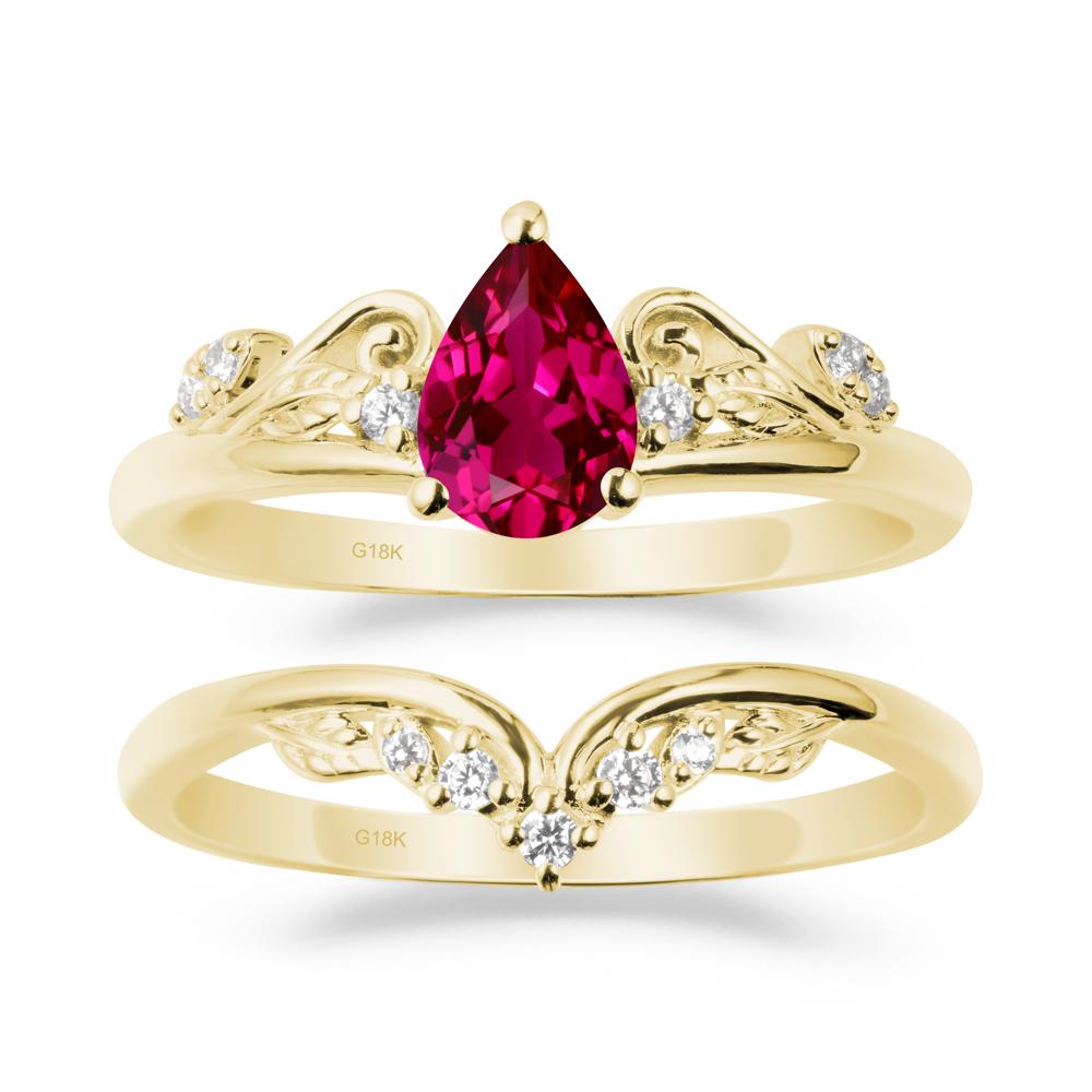 Teardrop Ruby Promise Ring Set - LUO Jewelry #metal_xxxxx