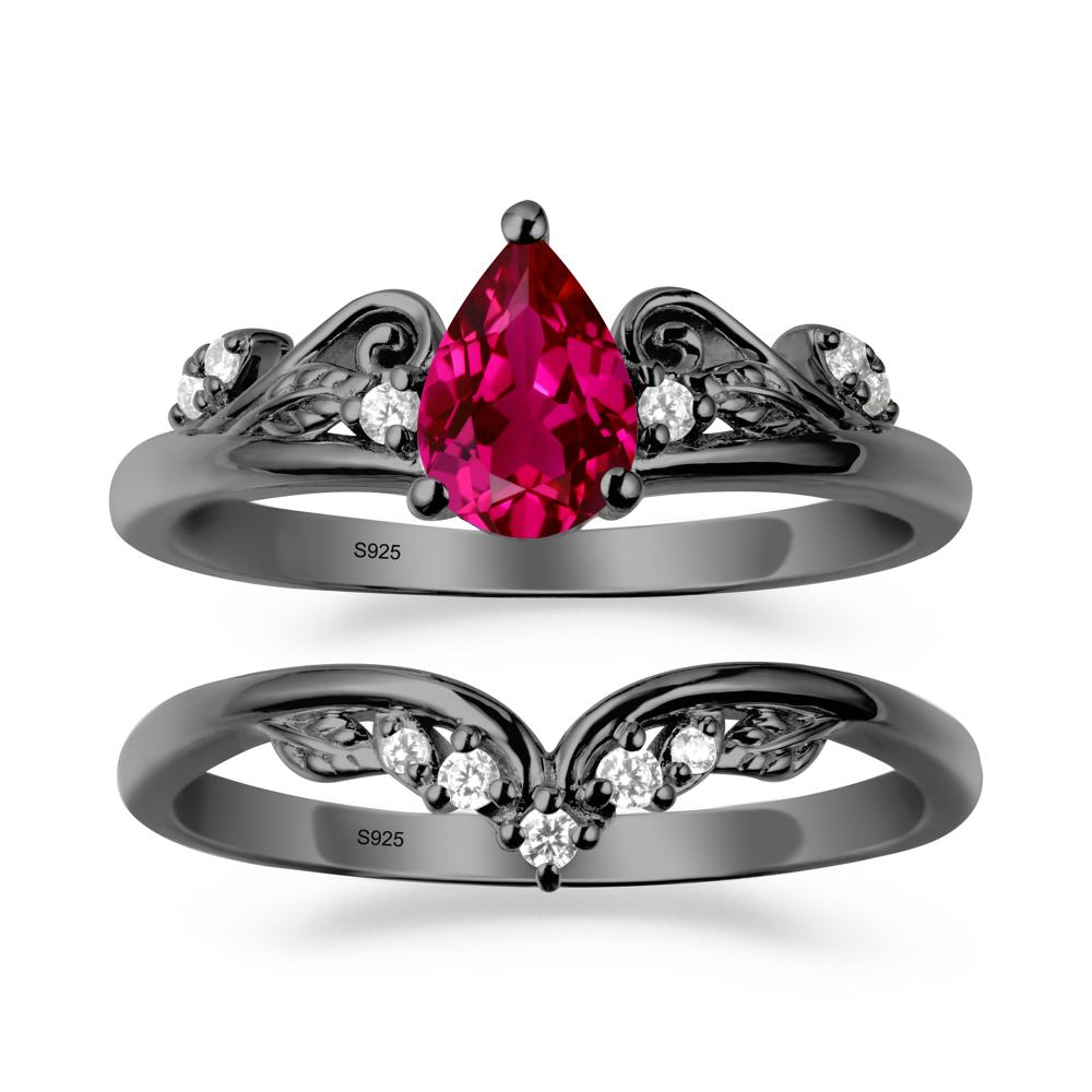 Teardrop Ruby Promise Ring Set - LUO Jewelry #metal_xxxxx