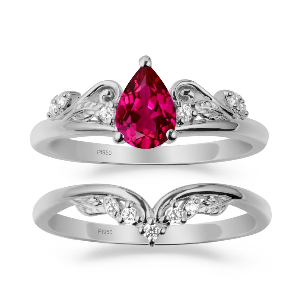 Teardrop Ruby Promise Ring Set - LUO Jewelry #metal_xxxxx