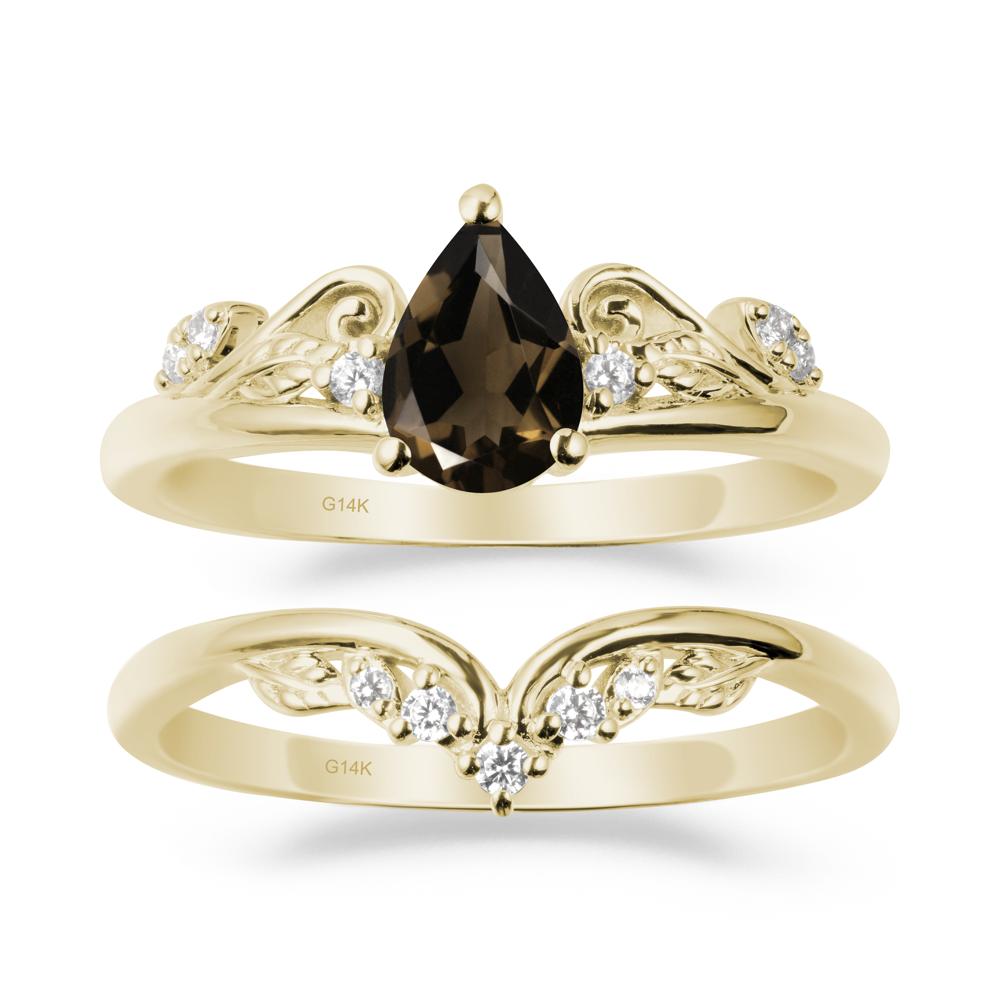 Teardrop Smoky Quartz Promise Ring Set - LUO Jewelry #metal_xxxxx