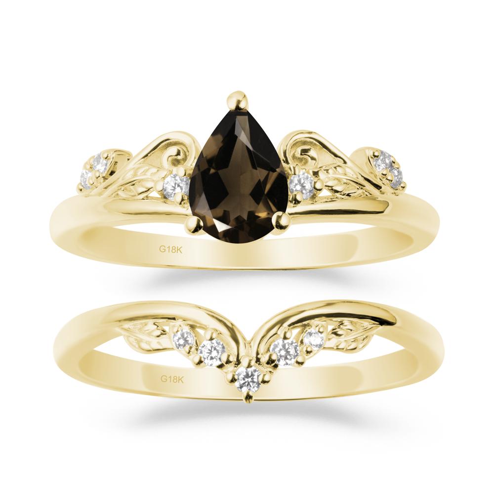 Teardrop Smoky Quartz Promise Ring Set - LUO Jewelry #metal_xxxxx