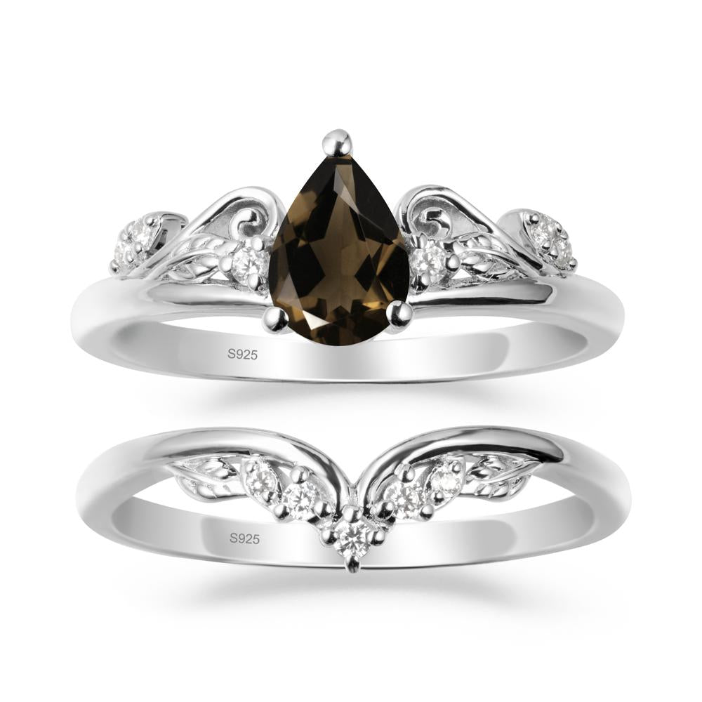 Teardrop Smoky Quartz Promise Ring Set - LUO Jewelry #metal_xxxxx