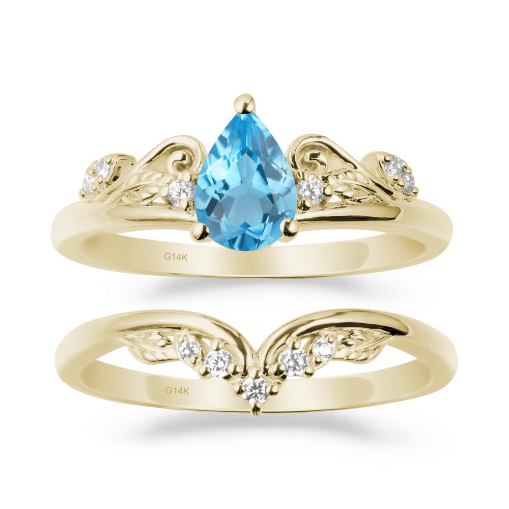 Vintage Vine Swiss Blue Topaz Bridal Set - LUO Jewelry #metal_xxxxx