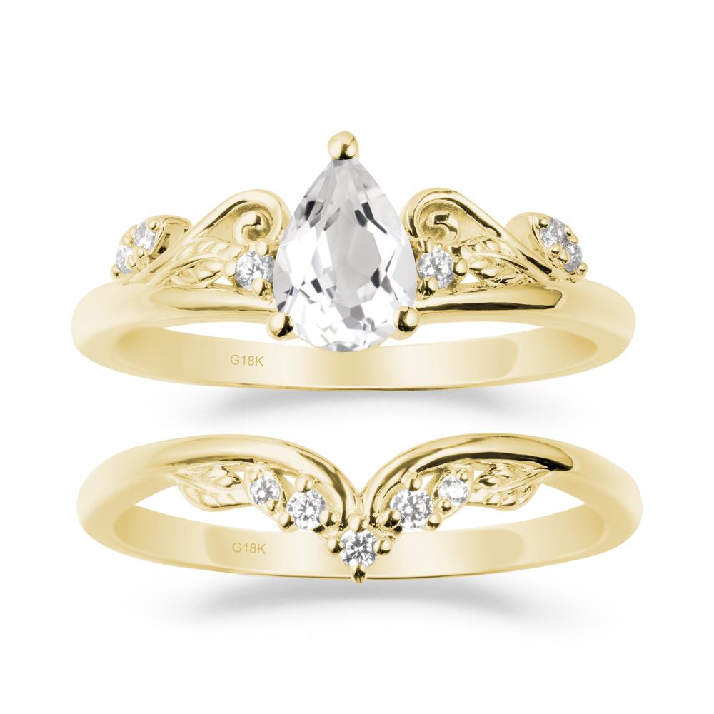 Teardrop White Topaz Promise Ring Set - LUO Jewelry #metal_xxxxx