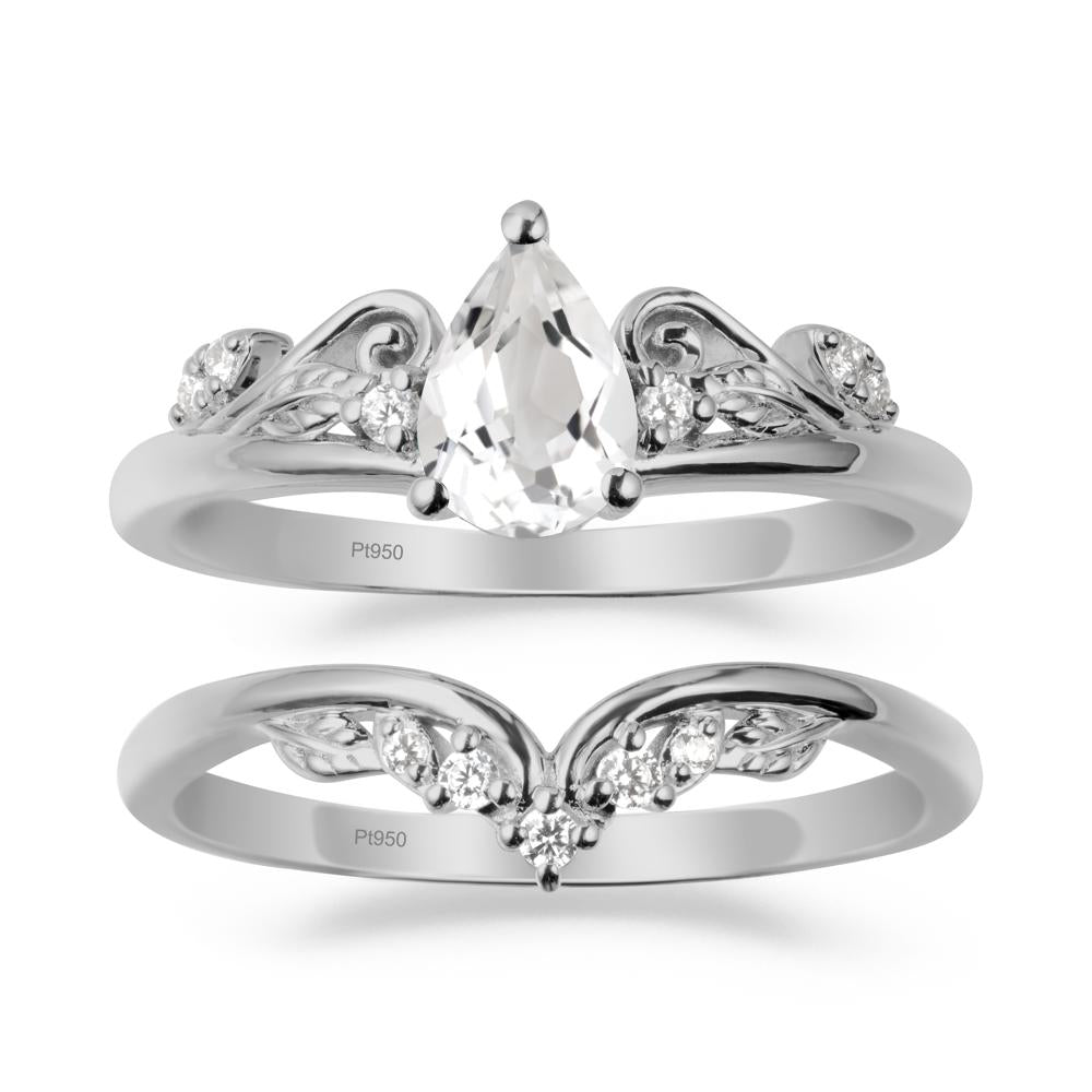 Teardrop White Topaz Promise Ring Set - LUO Jewelry #metal_xxxxx